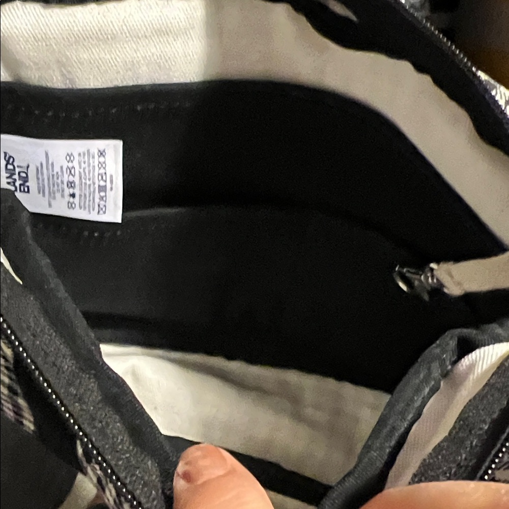 Lands' End Black and White Checkered Messenger Bag - Picture 5 of 9